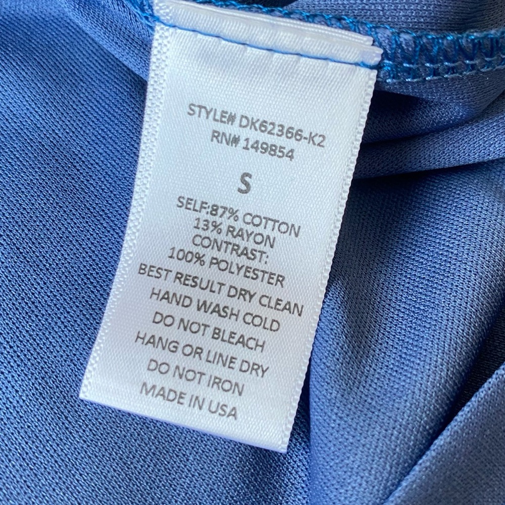 SAGE the Label Blue Halter Mini Dress White Ric Rac Trim Keyhole Neck Small - Picture 8 of 12